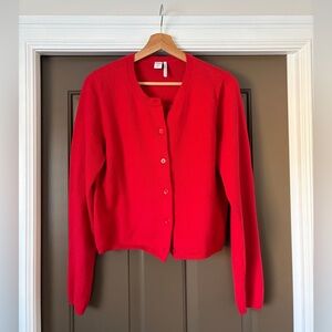 Vibrant Red Cardigan Sweater